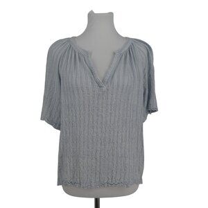 Jane & Delancey Blue White Striped Lightweight Gauzy Crinkle Top Womens Large